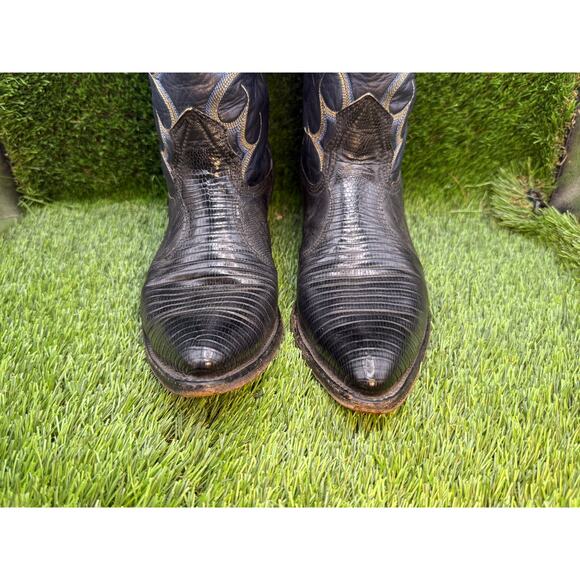 Vintage Nocona Western Boot Men\'s 7.5 Black Leather Cowboy Equestrian Rodeo main image 8